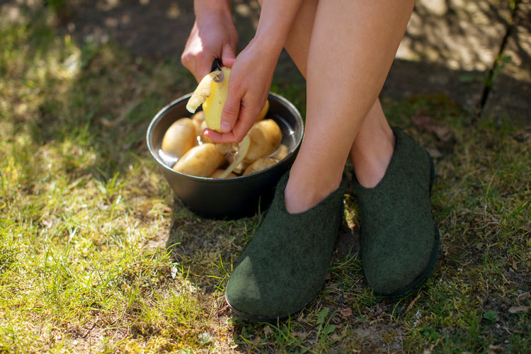 glerups shoe black rubber natural felted wool outdoor
