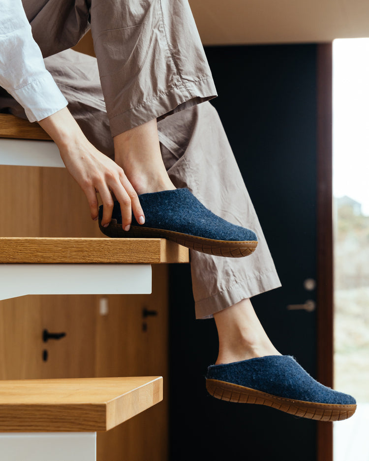 glerups slip-on honey rubber natural felted wool indoor