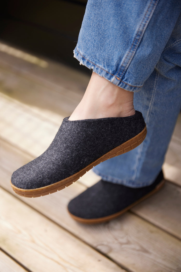 glerups slip-on honey rubber natural felted wool outdoor