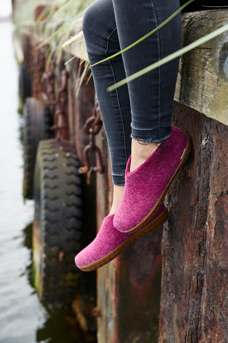 glerups shoe honey rubber natural felted wool outdoor