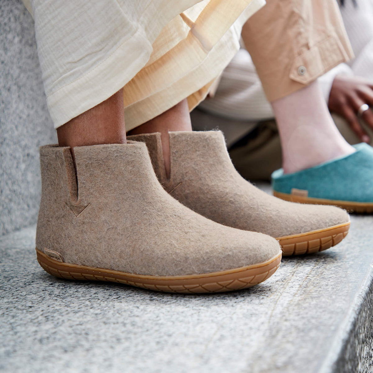 The honey rubber boot sand