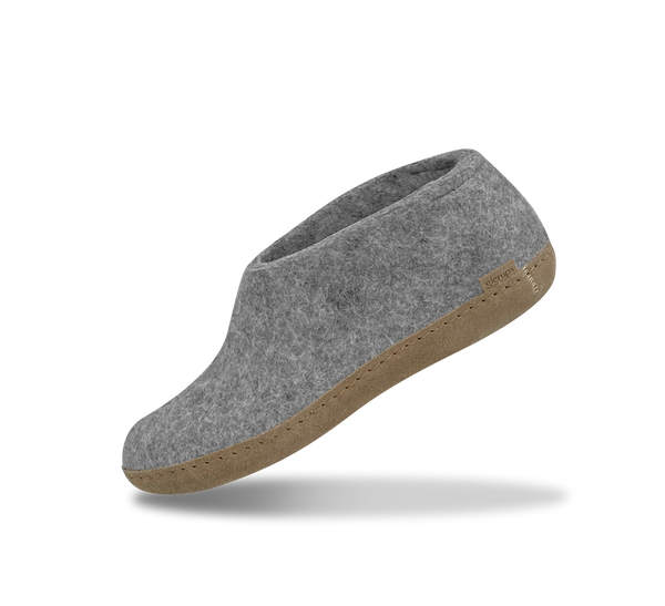 The leather shoe grey
