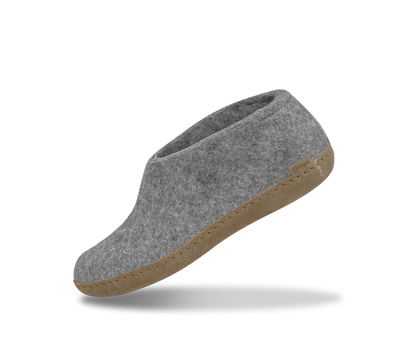 The leather shoe grey