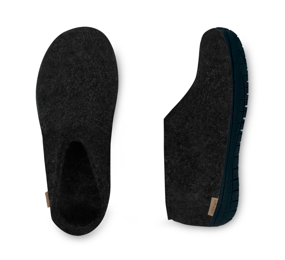 The black rubber shoe charcoal