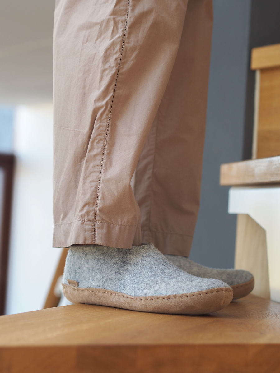 glerups shoe leather natural felted wool cosy indoor